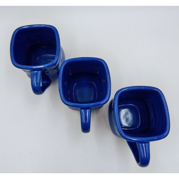 Longaberger Pottery Woven Traditions Cornflower 16 Ounce Square Mug Set of 3 - Picture 5 of 11